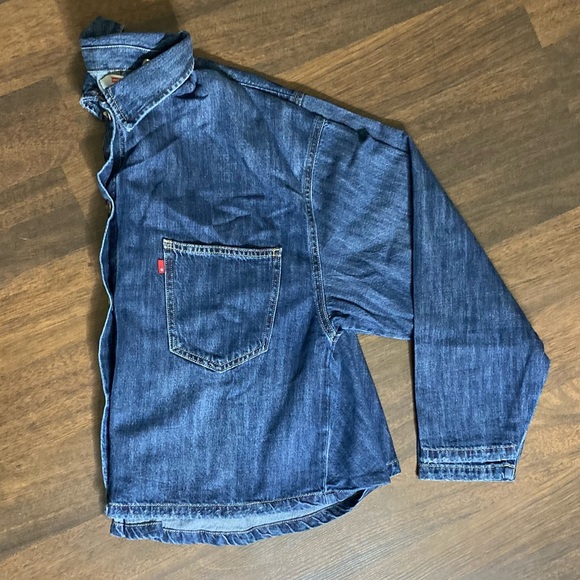 Levis Rare Cropped Denim Bottom Flare Jacket Size S - Picture 15 of 16